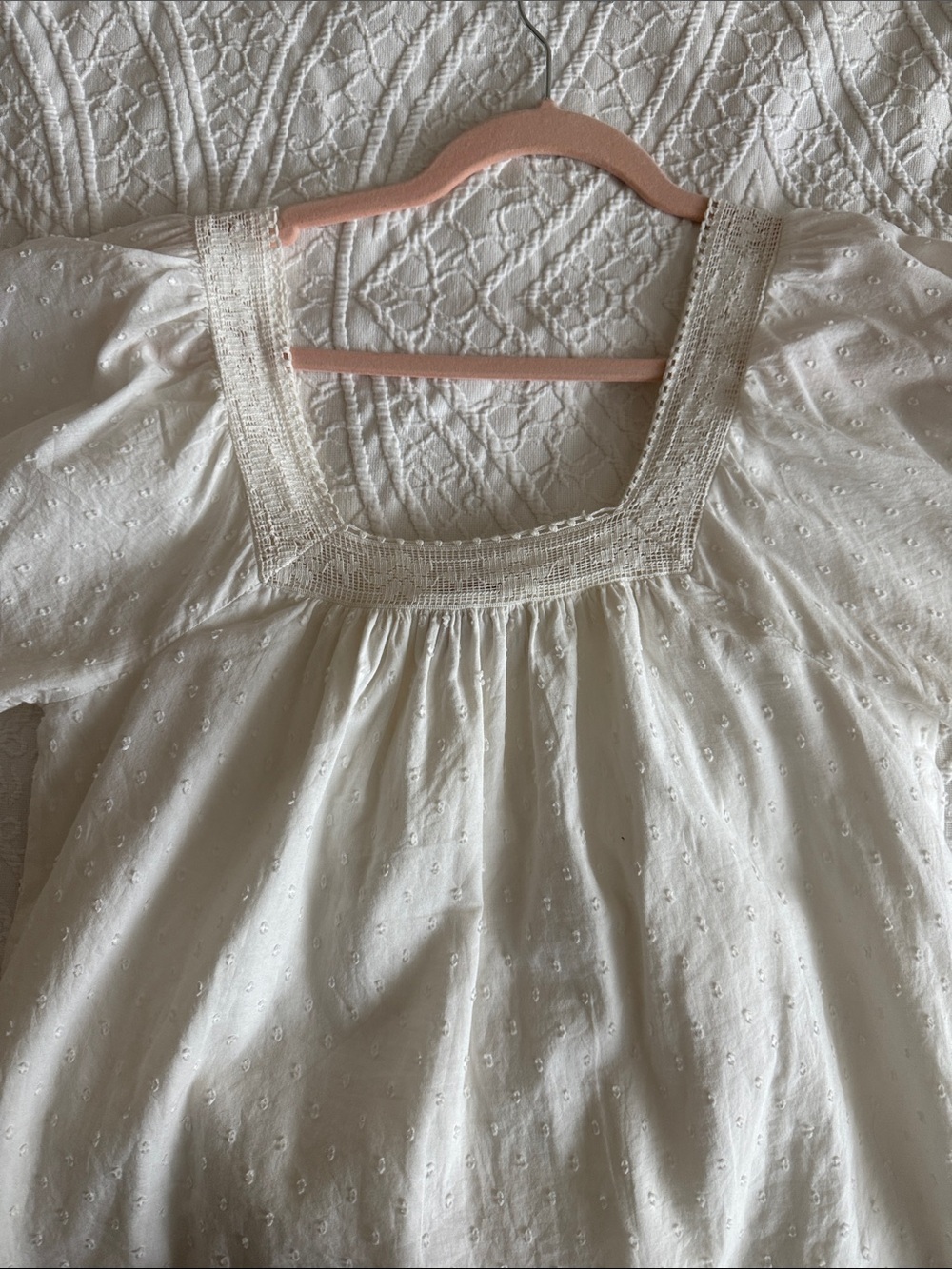 Cleobella Cream Eyelet Square-Neck Peasant Blouse XS - Picture 9 of 11
